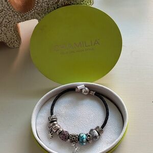 Chamilia Black and Silver Bracelet with Turquoise Accents
